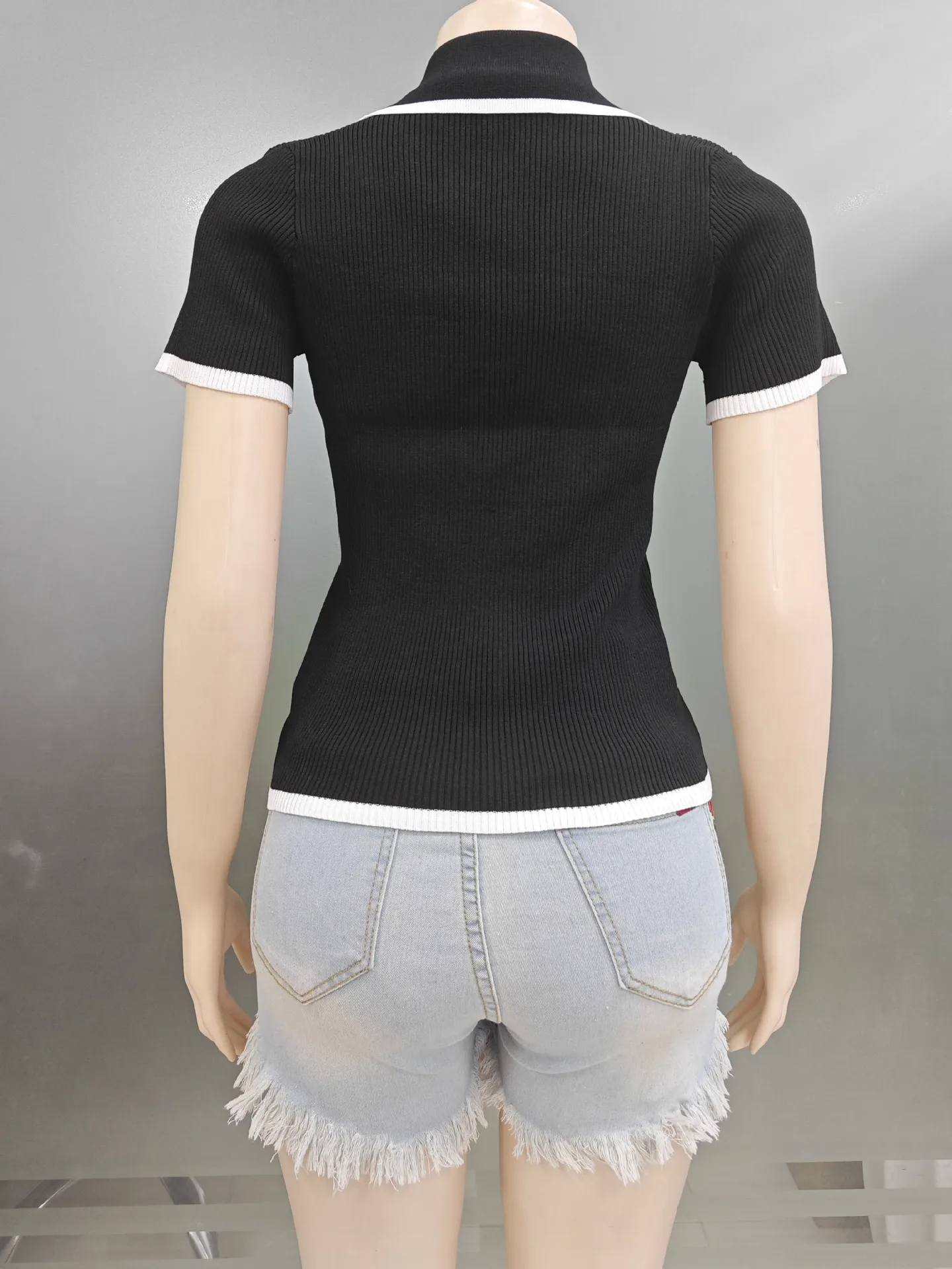 Fashion Style Summer Women's Clothing Slim Fit Street Style Top European Style Ice Silk Knitted Short Sleeve  French Style display picture 11