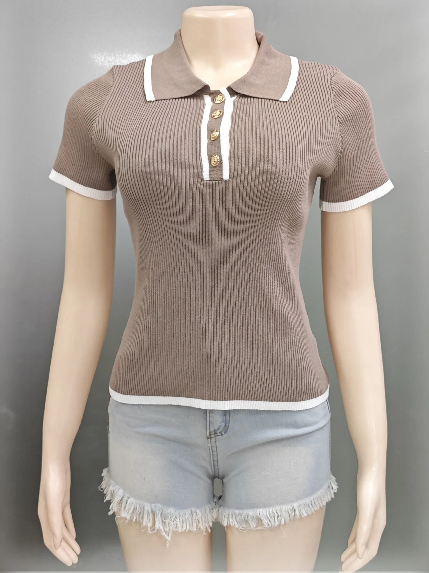 Fashion Style Summer Women's Clothing Slim Fit Street Style Top European Style Ice Silk Knitted Short Sleeve  French Style display picture 16