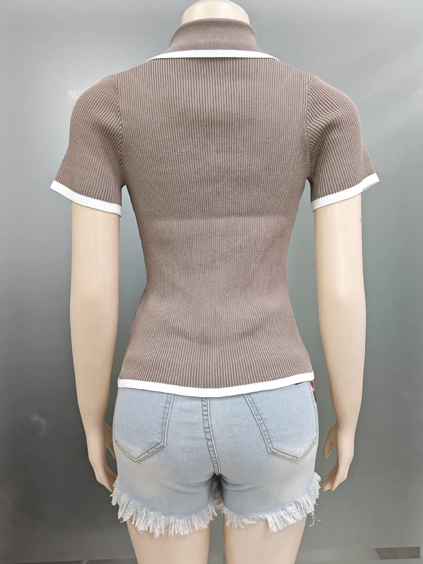 Fashion Style Summer Women's Clothing Slim Fit Street Style Top European Style Ice Silk Knitted Short Sleeve  French Style display picture 18