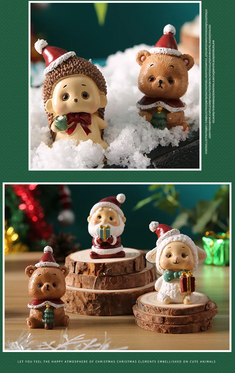 Adorable Christmas Decoration Miniature Landscape Santa Claus Christmas Tree Animal Resin Crafts Cute Style Gift Blind Box display picture 9