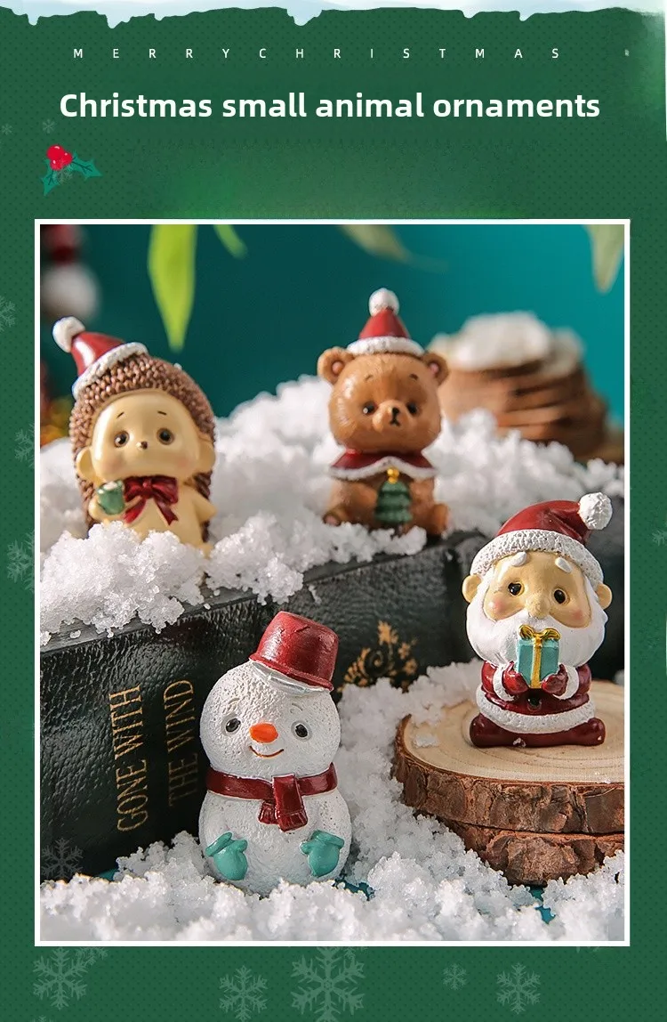 Adorable Christmas Decoration Miniature Landscape Santa Claus Christmas Tree Animal Resin Crafts Cute Style Gift Blind Box display picture 1