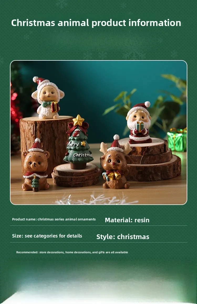 Adorable Christmas Decoration Miniature Landscape Santa Claus Christmas Tree Animal Resin Crafts Cute Style Gift Blind Box display picture 3