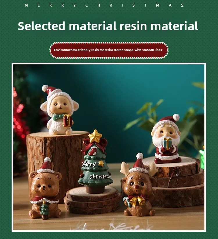 Adorable Christmas Decoration Miniature Landscape Santa Claus Christmas Tree Animal Resin Crafts Cute Style Gift Blind Box display picture 5