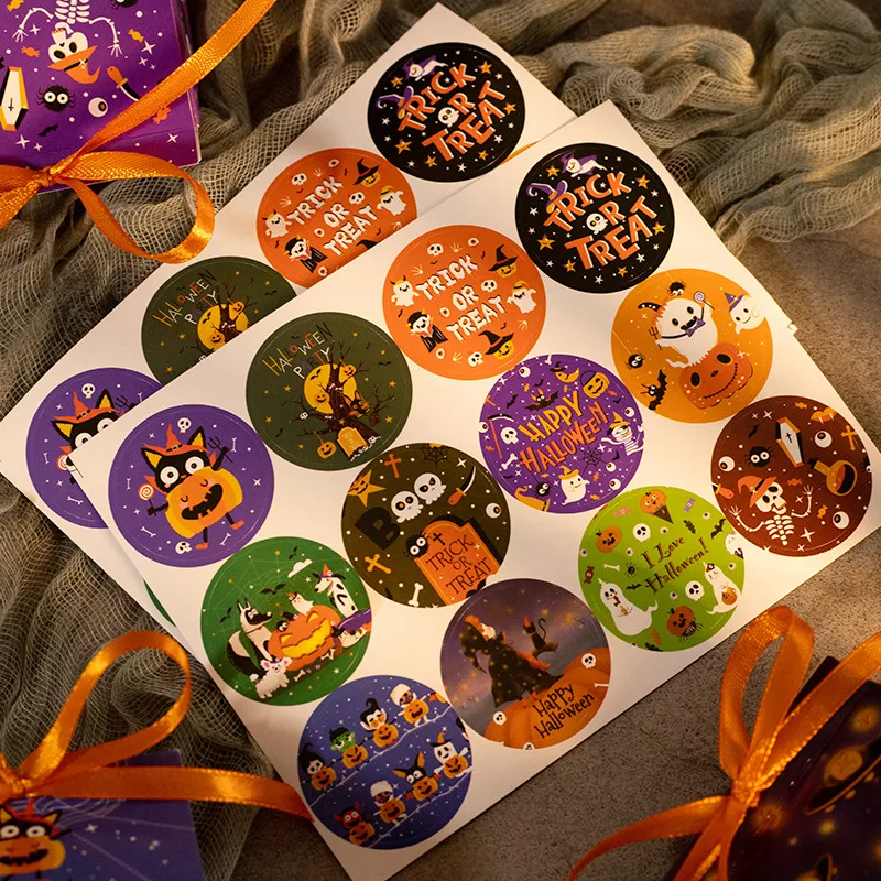 Halloween Gift Sticker Pumpkin Ghost Adhesive Seal Sticker Halloween Party Candy Bag Decorative Label Copper Board Sticky Sticker display picture 4