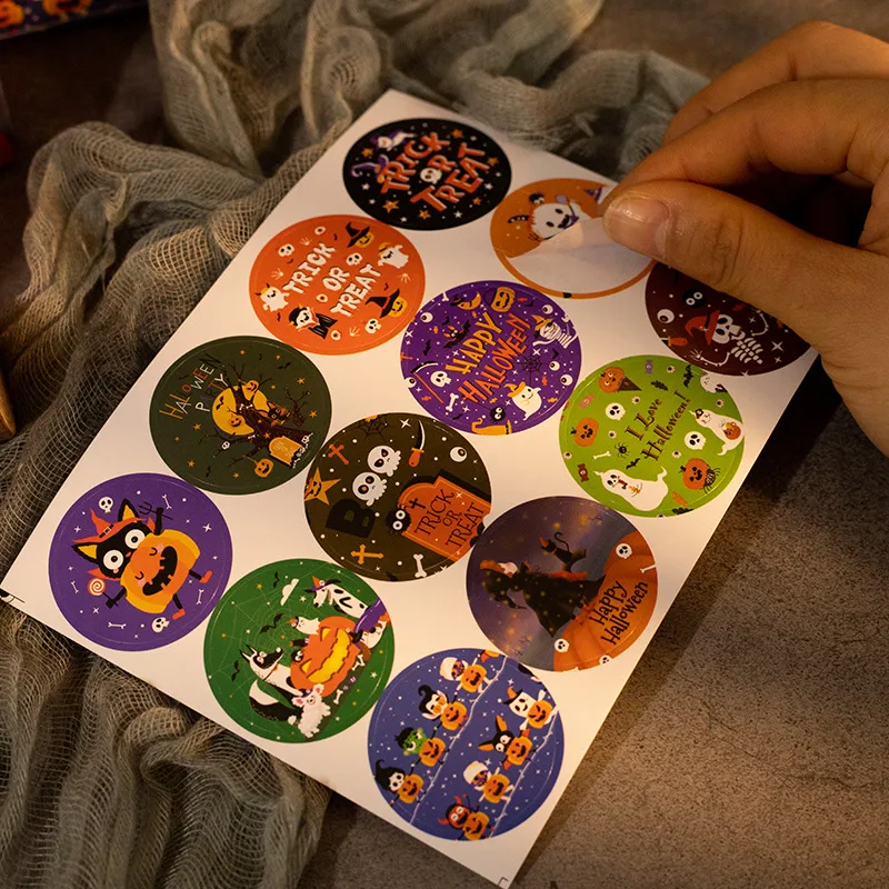 Halloween Gift Sticker Pumpkin Ghost Adhesive Seal Sticker Halloween Party Candy Bag Decorative Label Copper Board Sticky Sticker display picture 3
