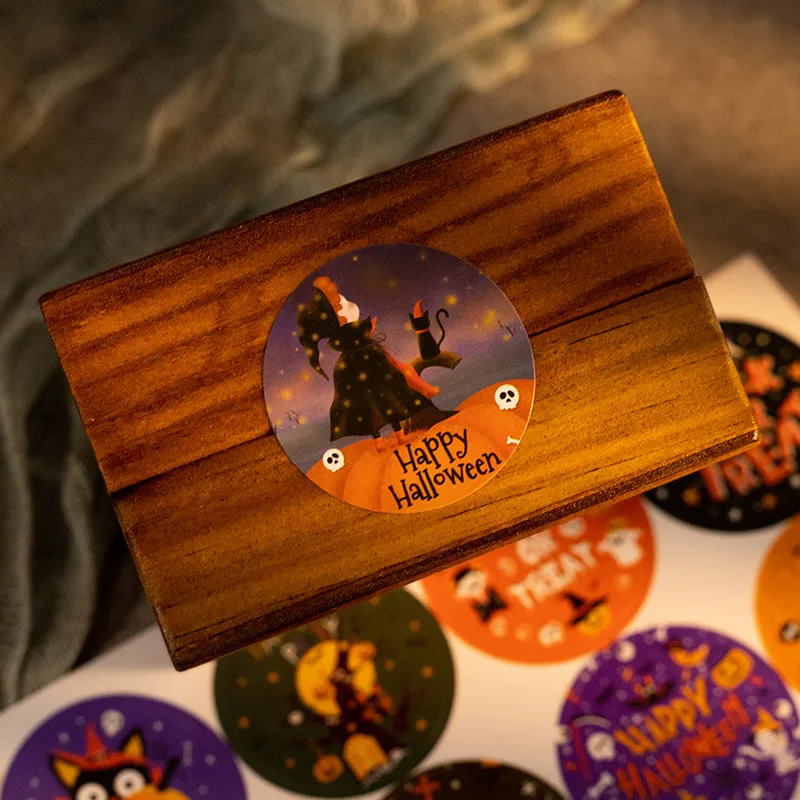 Halloween Gift Sticker Pumpkin Ghost Adhesive Seal Sticker Halloween Party Candy Bag Decorative Label Copper Board Sticky Sticker display picture 6