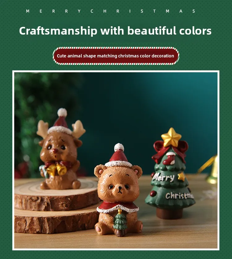 Adorable Christmas Decoration Miniature Landscape Santa Claus Christmas Tree Animal Resin Crafts Cute Style Gift Blind Box display picture 6