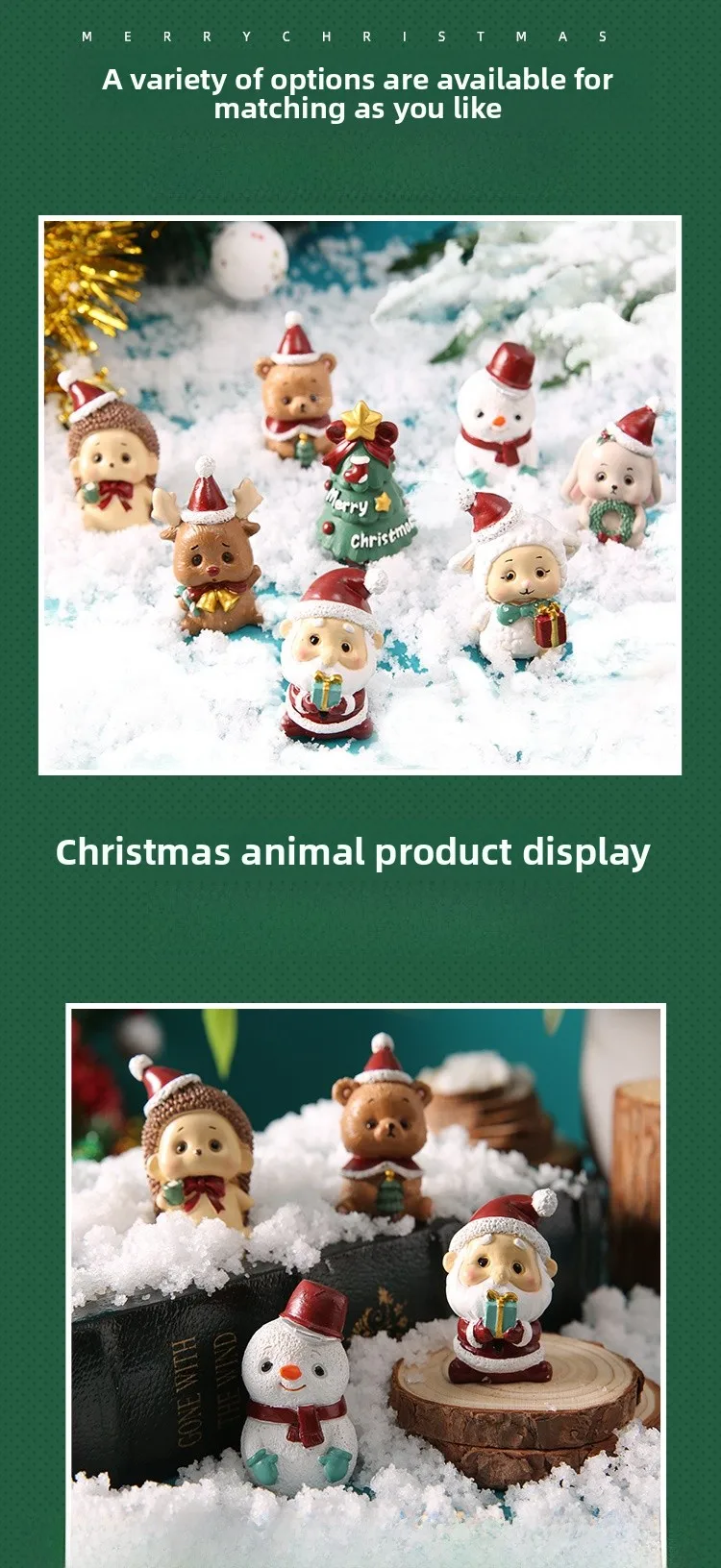Adorable Christmas Decoration Miniature Landscape Santa Claus Christmas Tree Animal Resin Crafts Cute Style Gift Blind Box display picture 7