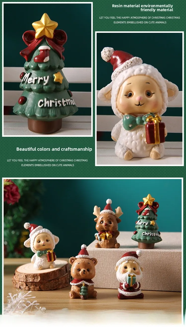Adorable Christmas Decoration Miniature Landscape Santa Claus Christmas Tree Animal Resin Crafts Cute Style Gift Blind Box display picture 8