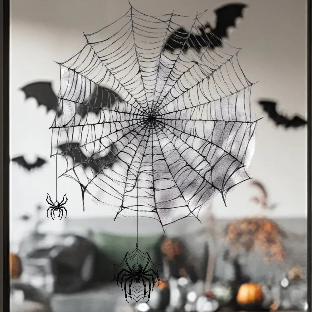 Leke JD 34.88 Million Halloween Black Spider Print Window Stickers Holiday Decoration Electrostatic Sticker Modern Minimalist Style display picture 5