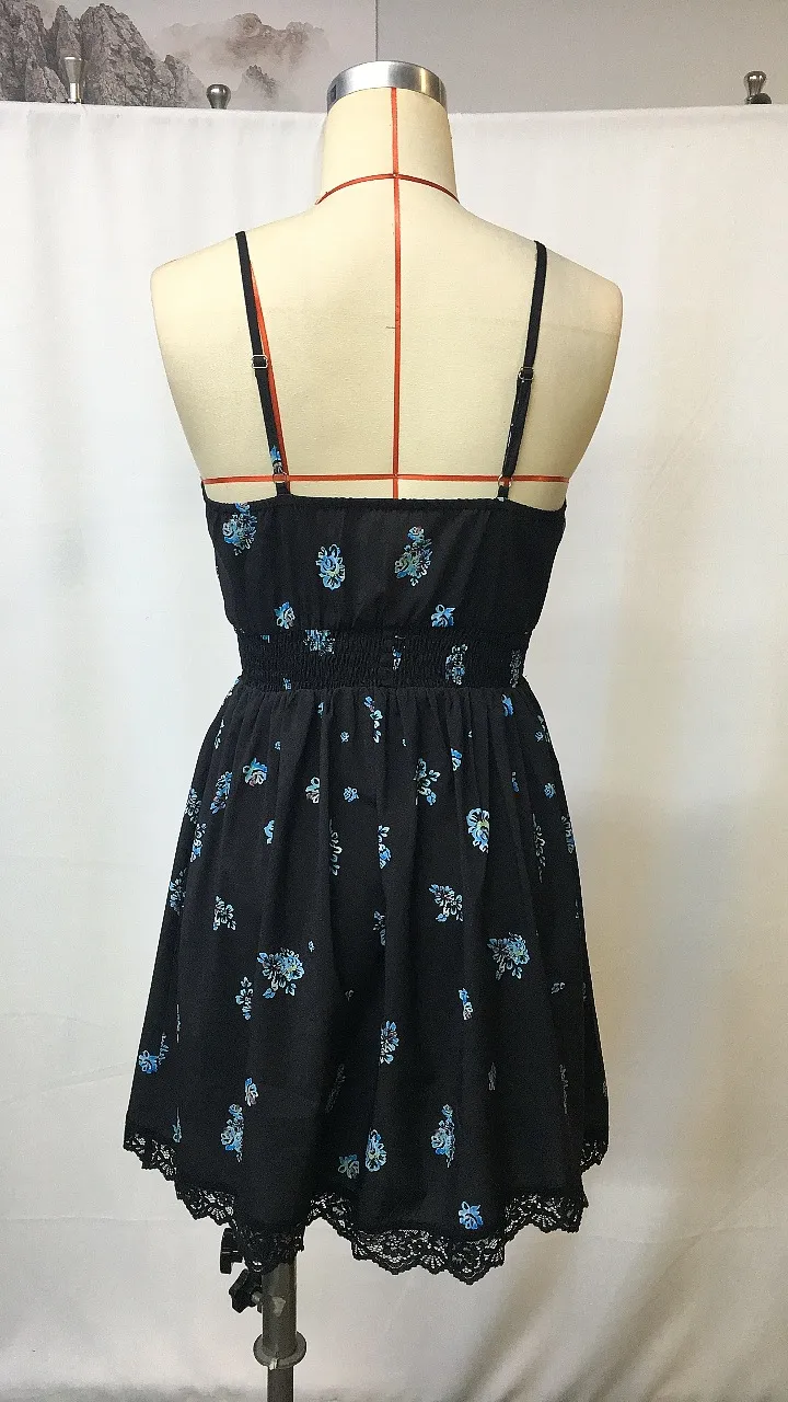 Summer New Sexy Floral Print Slip Dress Vacation Leisure Dress European Street Fashion High Waist A- Line Skirt display picture 4