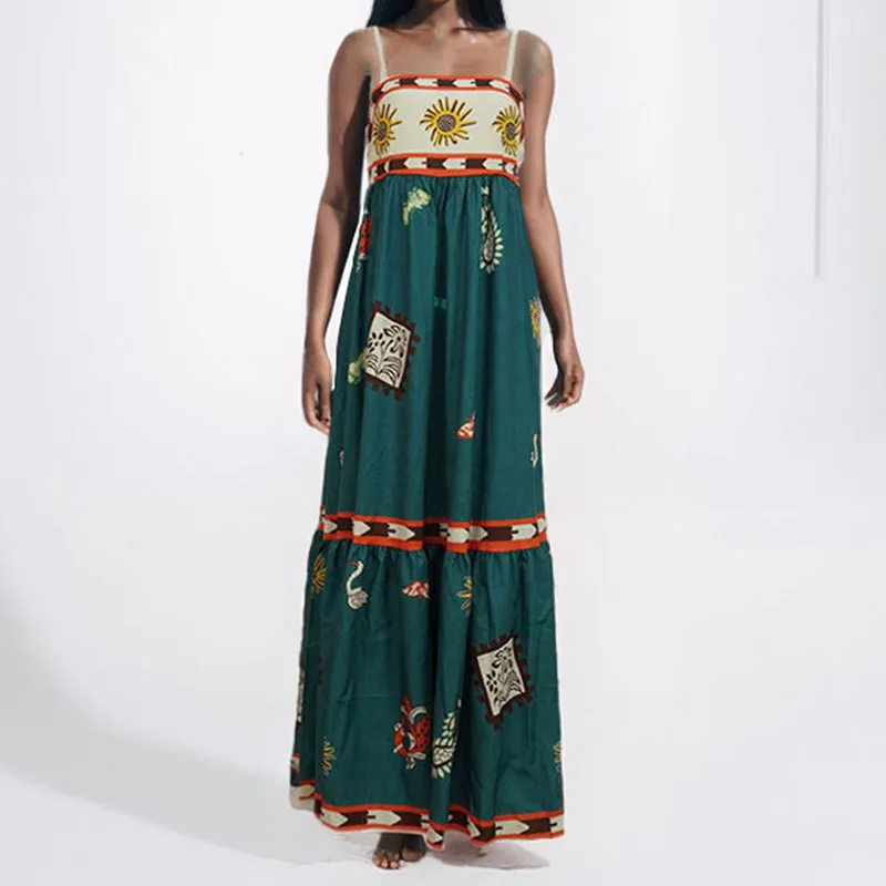 Elegant Printed Maxi Skirt Summer Dress Fashion Strapless Maxi Skirt European Style Fashion Women's Wear Mid Waist Ankle Length display picture 5