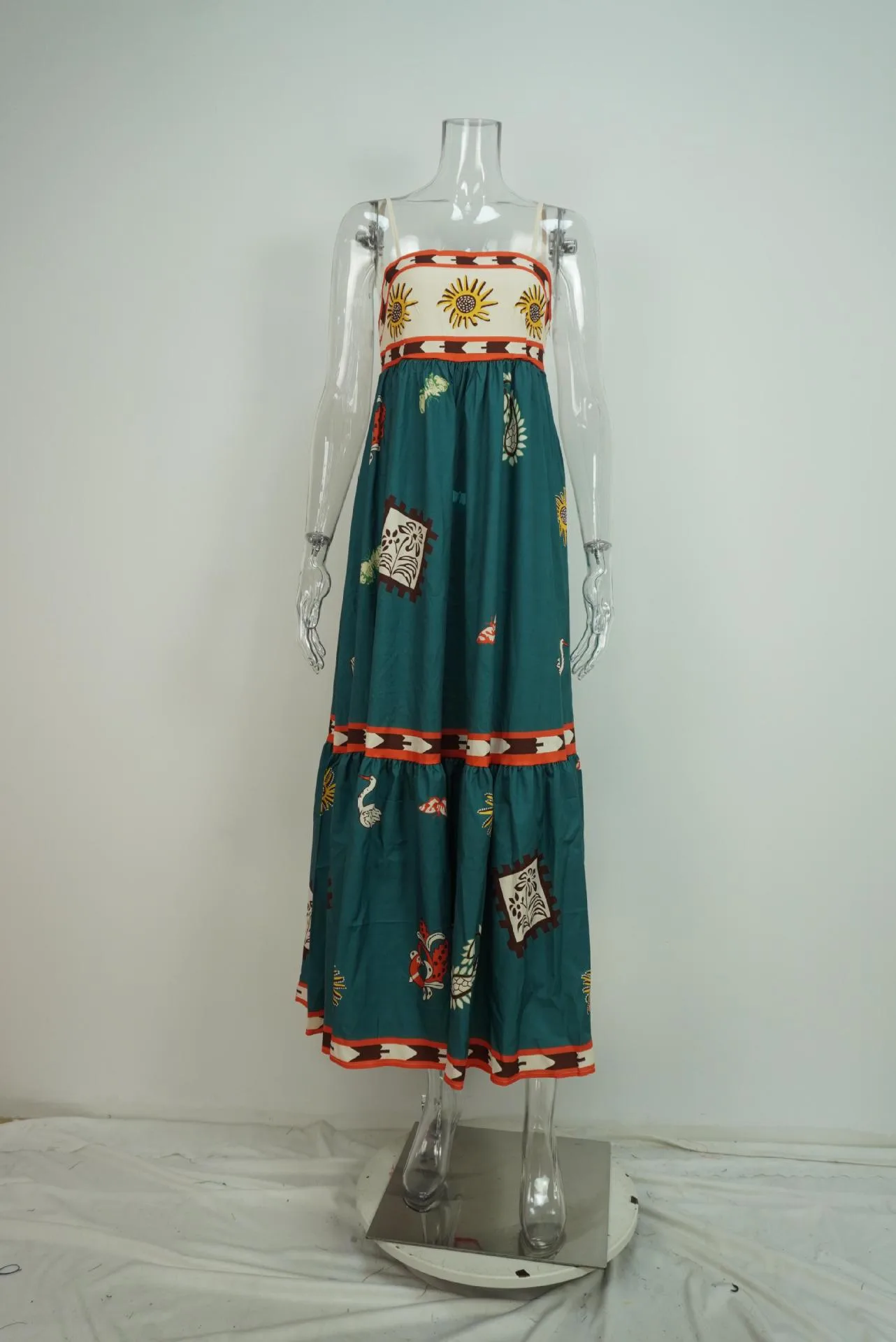 Elegant Printed Maxi Skirt Summer Dress Fashion Strapless Maxi Skirt European Style Fashion Women's Wear Mid Waist Ankle Length display picture 2