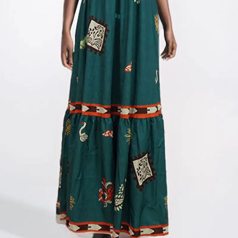 Elegant Printed Maxi Skirt Summer Dress Fashion Strapless Maxi Skirt European Style Fashion Women's Wear Mid Waist Ankle Length display picture 7