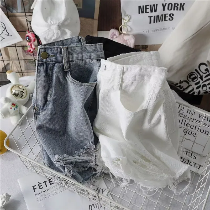 Fashion Style High Waist Short Jeans Ladies New Summer Slim Fit Trendy Girl Denim Shorts Polyester Straight H-Shaped display picture 5