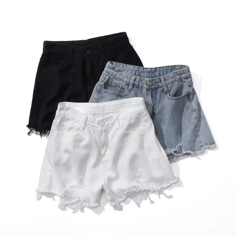 Fashion Style High Waist Short Jeans Ladies New Summer Slim Fit Trendy Girl Denim Shorts Polyester Straight H-Shaped display picture 6