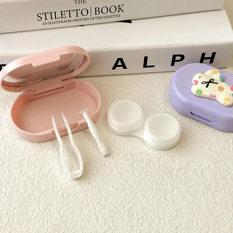 New Invisible Macaron Color Simplified Portable Companion Box With Mirror Clip Care Box For Glasses ABS Material display picture 4