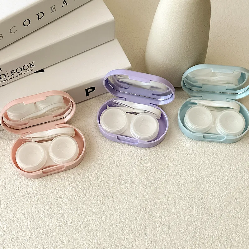 New Invisible Macaron Color Simplified Portable Companion Box With Mirror Clip Care Box For Glasses ABS Material display picture 5