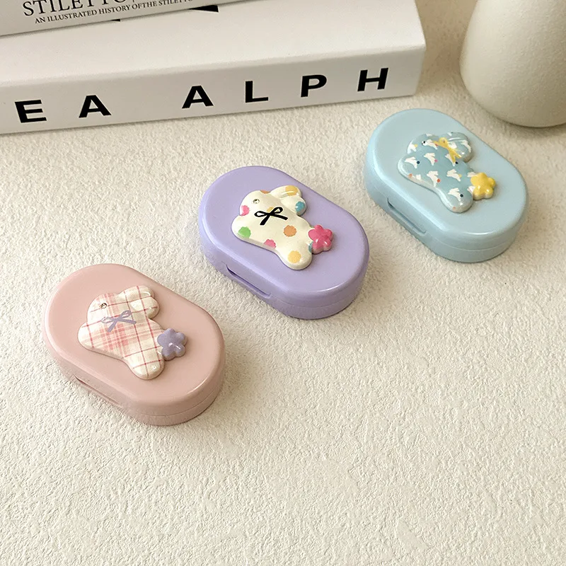 New Invisible Macaron Color Simplified Portable Companion Box With Mirror Clip Care Box For Glasses ABS Material display picture 3
