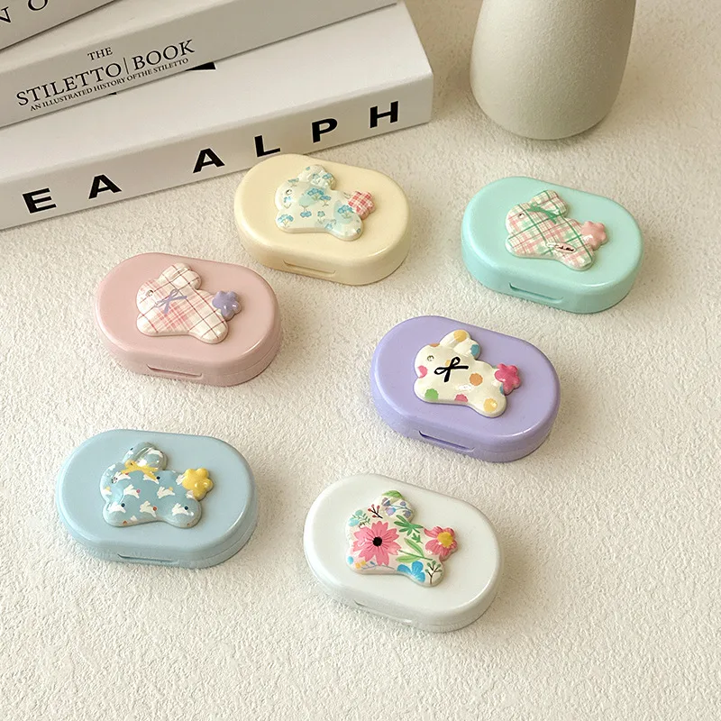 New Invisible Macaron Color Simplified Portable Companion Box With Mirror Clip Care Box For Glasses ABS Material display picture 6