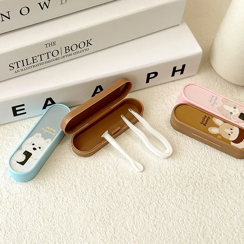 Cute Invisible Contact Lens Case With Integrated Tweezers Portable Beauty Eye Wear Tweezer Stick JZ-T04 PP ABS TPR Material display picture 3