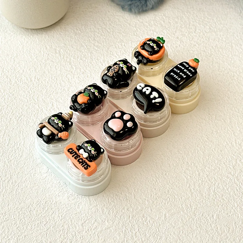 Portable Drawer Style Cartoon Bear Contact Lens Case With Clip Invisible Eye Lenses Box Easy Pull Design Direct Supply CT52 display picture 4