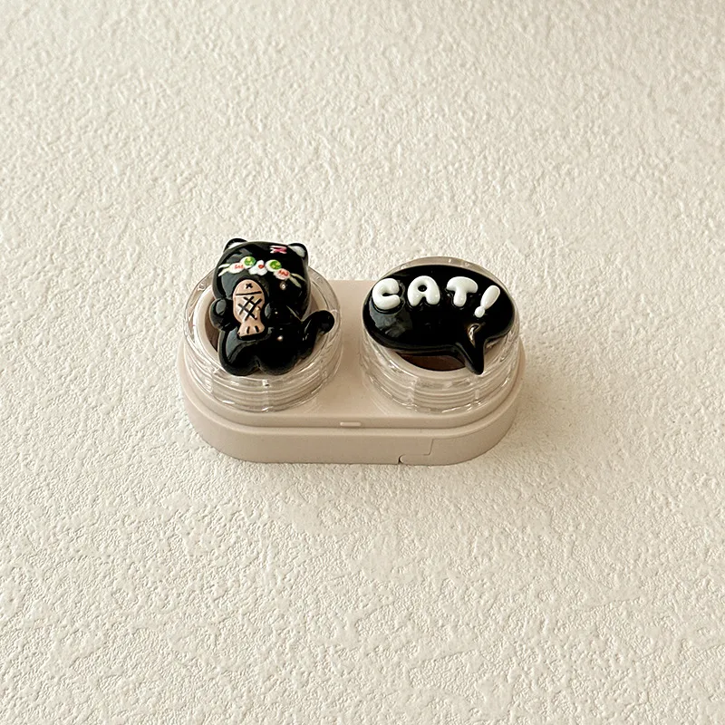 Portable Drawer Style Cartoon Bear Contact Lens Case With Clip Invisible Eye Lenses Box Easy Pull Design Direct Supply CT52 display picture 9