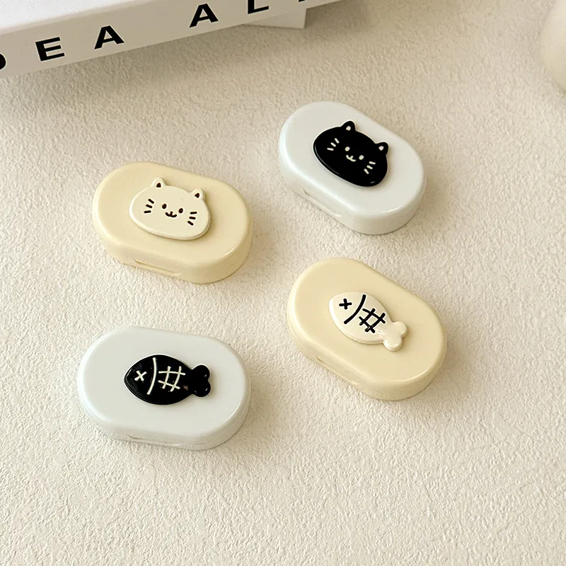 Portable Companion Box Invisible Eyelens Case Macaron Color Simple Design DIY Contact Lens Case With Clip For Daily Use display picture 4