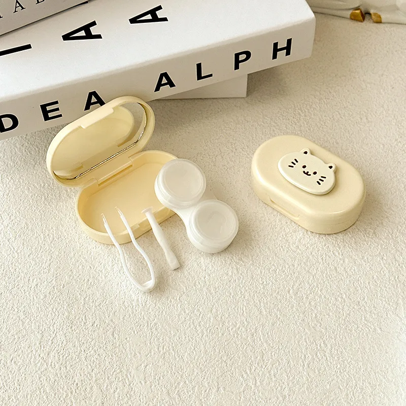 Portable Companion Box Invisible Eyelens Case Macaron Color Simple Design DIY Contact Lens Case With Clip For Daily Use display picture 6