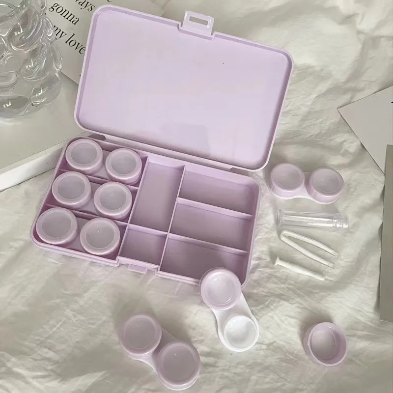 Portable High Aesthetic Contact Lens Box For Women Multi-grid American Style Plastic Storage Organizer Optical Health Care display picture 6