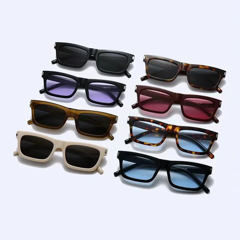 Square Narrow Frame Sunglasses Unisex Driving UV Protection Fashionable Black Full Frame Glasses For Men And Women display picture 2