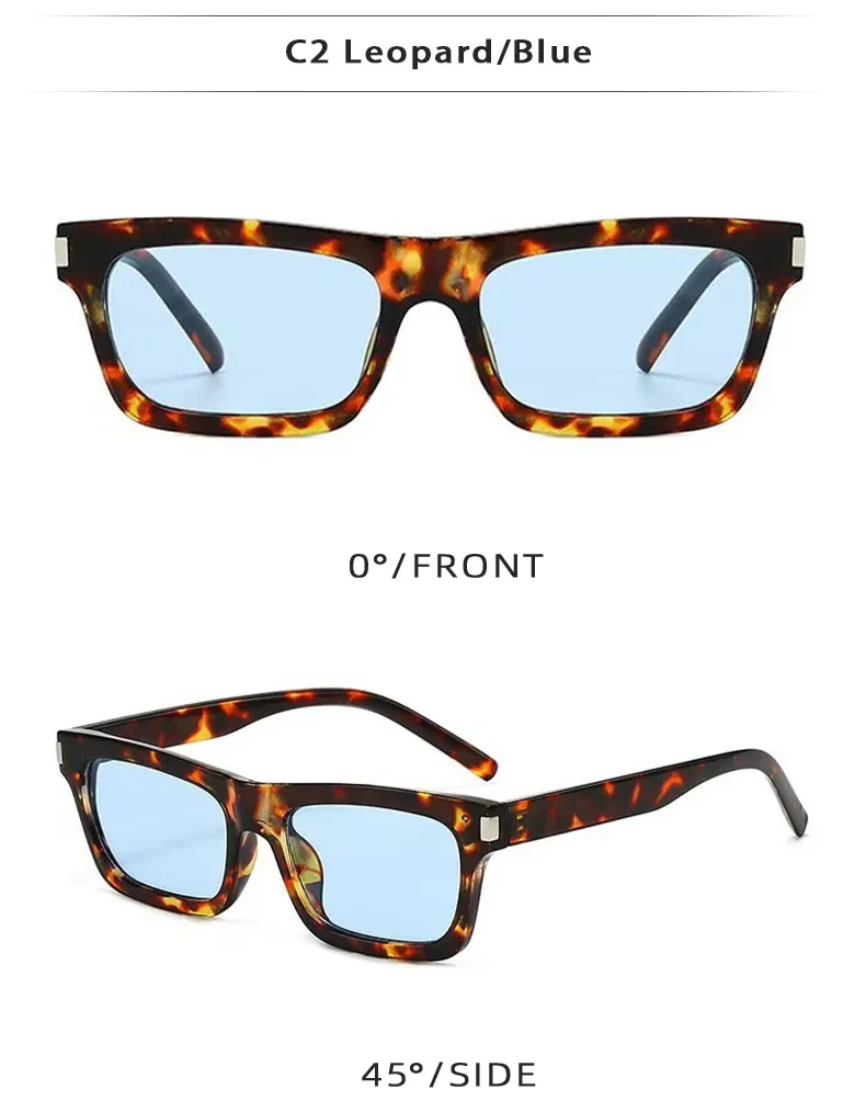 Square Narrow Frame Sunglasses Unisex Driving UV Protection Fashionable Black Full Frame Glasses For Men And Women display picture 7