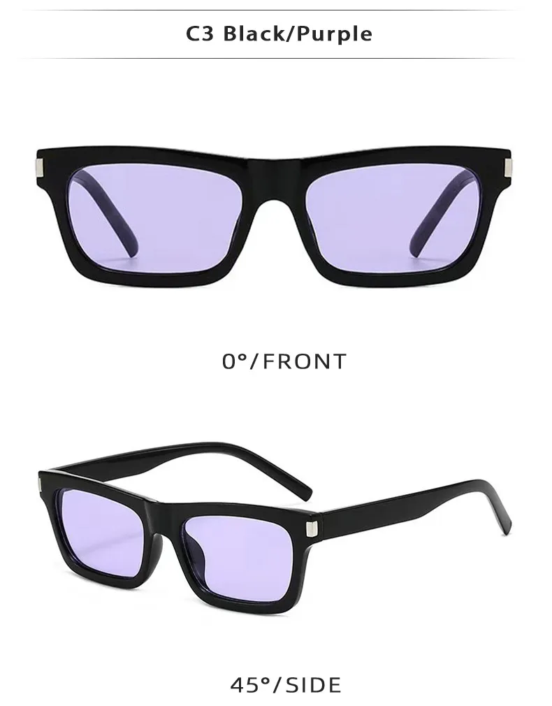 Square Narrow Frame Sunglasses Unisex Driving UV Protection Fashionable Black Full Frame Glasses For Men And Women display picture 8