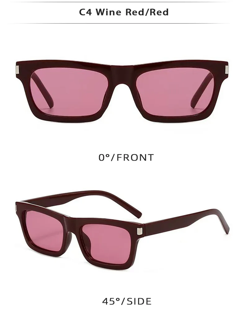 Square Narrow Frame Sunglasses Unisex Driving UV Protection Fashionable Black Full Frame Glasses For Men And Women display picture 9
