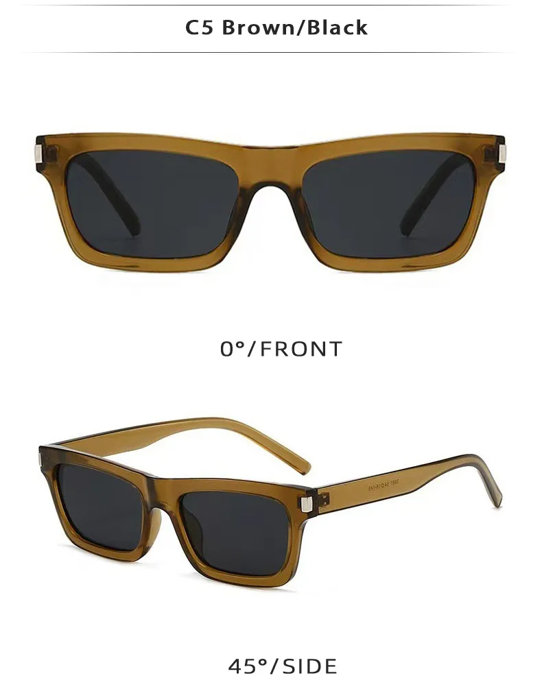 Square Narrow Frame Sunglasses Unisex Driving UV Protection Fashionable Black Full Frame Glasses For Men And Women display picture 10
