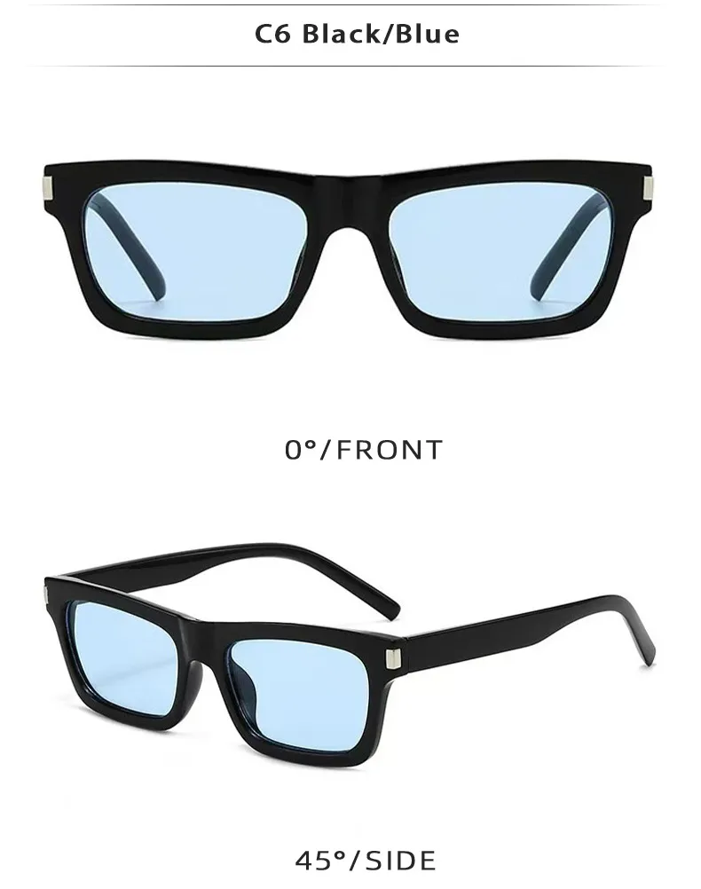 Square Narrow Frame Sunglasses Unisex Driving UV Protection Fashionable Black Full Frame Glasses For Men And Women display picture 11