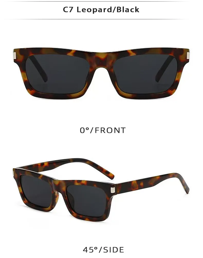 Square Narrow Frame Sunglasses Unisex Driving UV Protection Fashionable Black Full Frame Glasses For Men And Women display picture 12