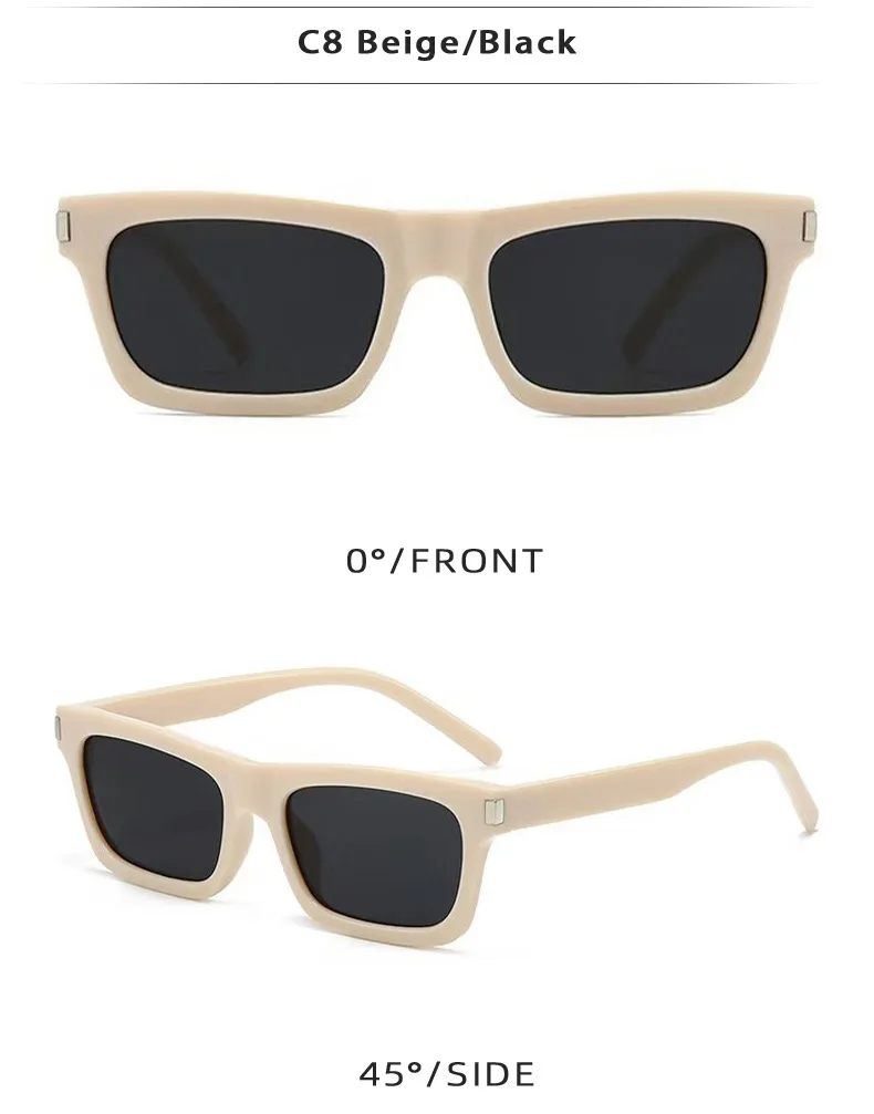 Square Narrow Frame Sunglasses Unisex Driving UV Protection Fashionable Black Full Frame Glasses For Men And Women display picture 13