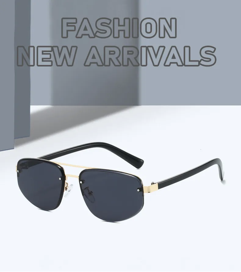New Advanced Metal Frog Eyes Sunglasses Unisex Anti-Uv Street Fashion Pilot Style Half Frame Travel And Fishing Special Sun Glasses display picture 1
