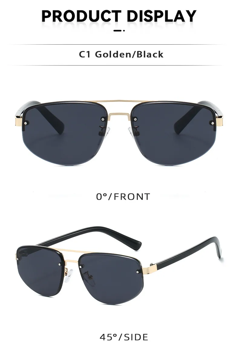 New Advanced Metal Frog Eyes Sunglasses Unisex Anti-Uv Street Fashion Pilot Style Half Frame Travel And Fishing Special Sun Glasses display picture 5
