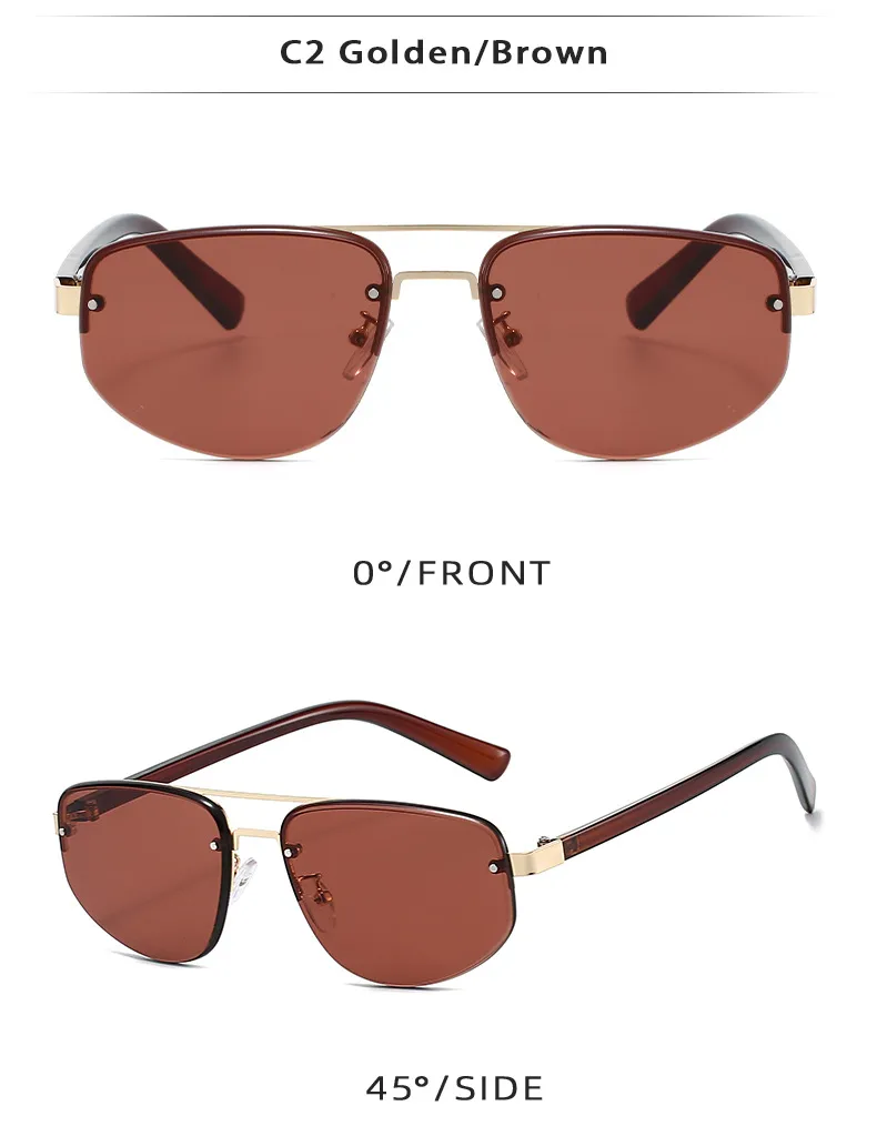 New Advanced Metal Frog Eyes Sunglasses Unisex Anti-Uv Street Fashion Pilot Style Half Frame Travel And Fishing Special Sun Glasses display picture 7