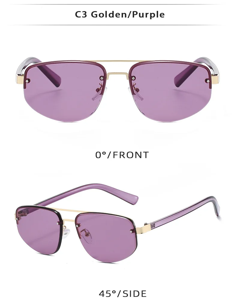 New Advanced Metal Frog Eyes Sunglasses Unisex Anti-Uv Street Fashion Pilot Style Half Frame Travel And Fishing Special Sun Glasses display picture 8