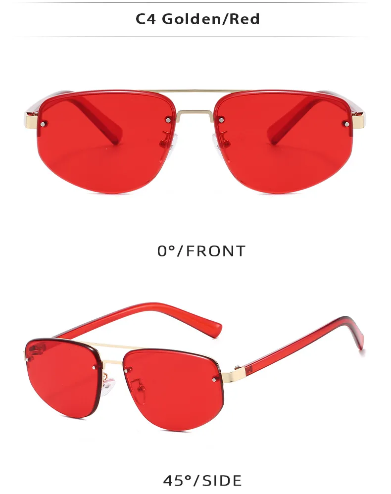 New Advanced Metal Frog Eyes Sunglasses Unisex Anti-Uv Street Fashion Pilot Style Half Frame Travel And Fishing Special Sun Glasses display picture 9