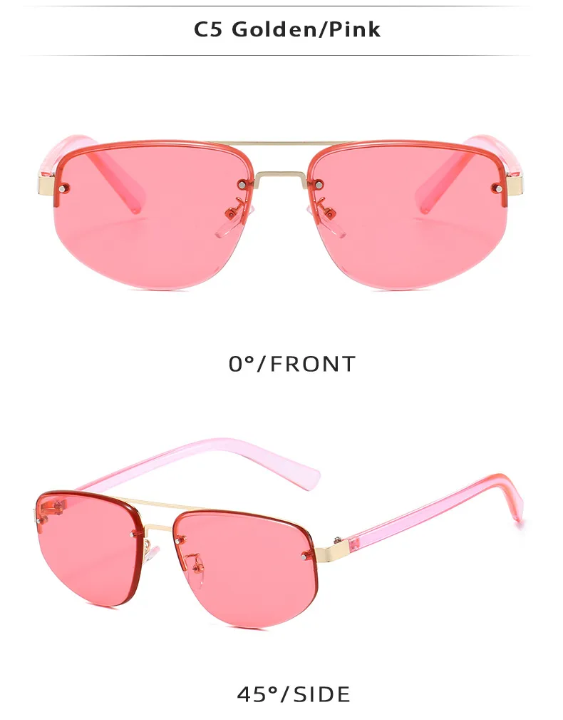 New Advanced Metal Frog Eyes Sunglasses Unisex Anti-Uv Street Fashion Pilot Style Half Frame Travel And Fishing Special Sun Glasses display picture 10