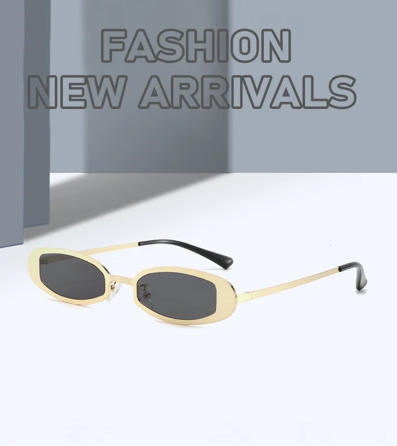 New Fashionable Oval Metal Sunglasses Small Frame UV Protection Personality Sunscreen Retro Style Unisex Travel Fishing Special display picture 1
