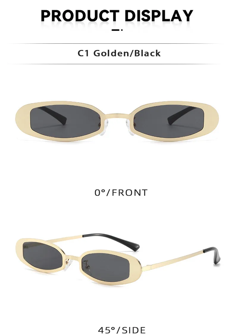 New Fashionable Oval Metal Sunglasses Small Frame UV Protection Personality Sunscreen Retro Style Unisex Travel Fishing Special display picture 4