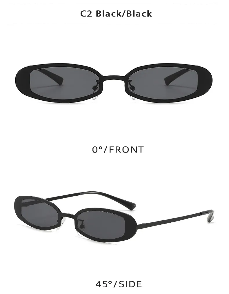 New Fashionable Oval Metal Sunglasses Small Frame UV Protection Personality Sunscreen Retro Style Unisex Travel Fishing Special display picture 6