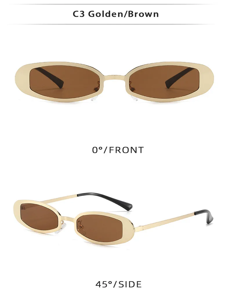 New Fashionable Oval Metal Sunglasses Small Frame UV Protection Personality Sunscreen Retro Style Unisex Travel Fishing Special display picture 7
