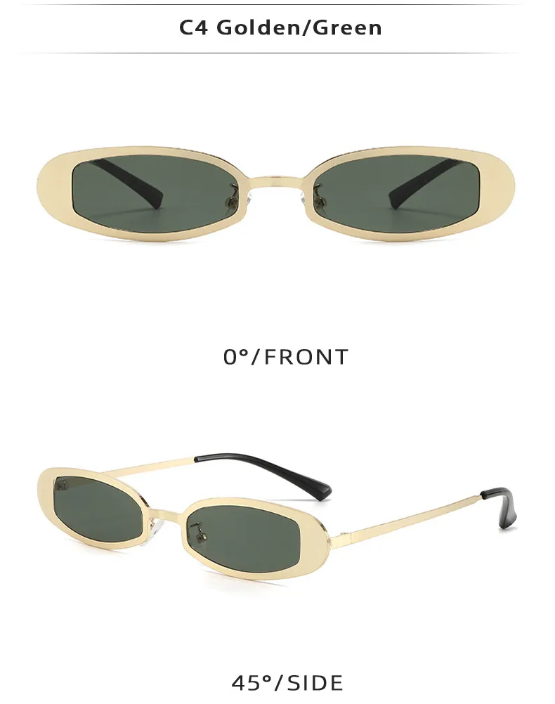 New Fashionable Oval Metal Sunglasses Small Frame UV Protection Personality Sunscreen Retro Style Unisex Travel Fishing Special display picture 8