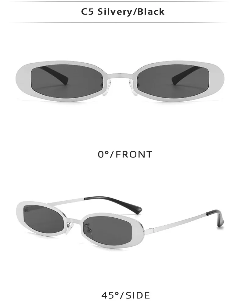 New Fashionable Oval Metal Sunglasses Small Frame UV Protection Personality Sunscreen Retro Style Unisex Travel Fishing Special display picture 9